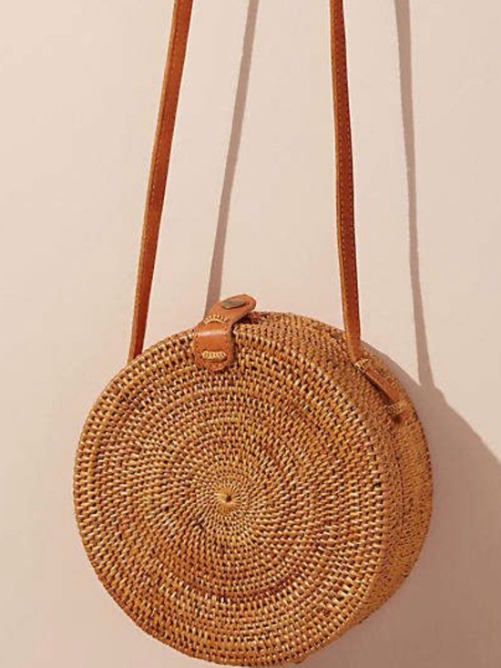 Anthropologie Handbags - Anthropologie Lilian Woven Crossbody Round Bag